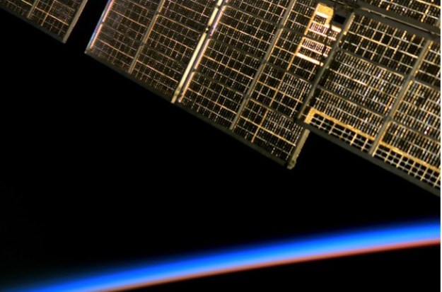 NASA Identifier: iss002e5413 Night and day don’t exist on the International Space Station, where astronauts live in the equivalent of a twilight zone: Repeated exposure — or lack of exposure — to the wrong wavelengths of light at the wrong time disrupts their biological clocks and circadian rhythms. Still, the views are beautiful: This sunset view with the space station’s solar array in the frame was taken by the Expedition Two crew in 2010.