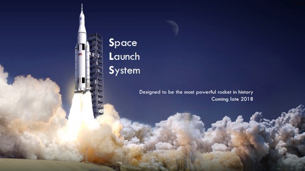 Image courtesy of NASA’s Johnson Space Center The first job for the Space Launch System — being designed as the most powerful rocket ever built — will be to launch the Orion spacecraft on a test flight to the moon. NASA engineers are working toward a late 2018 launch for what would be Orion’s second test flight to outer space. But Orion won’t land on the moon on the 2018 flight, called Exploration Mission 1. Rather, in what engineer Kelly Smith describes as “the final shakeout test for Orion,” the spacecraft will fly around the moon in retrograde, or a clockwise (and stable), orbit.